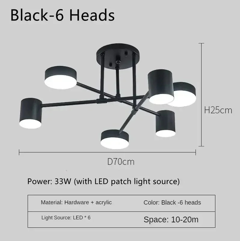 Afralia™ Nordic LED Chandelier Multi Head Ceiling Lamp for Living Room Bedroom