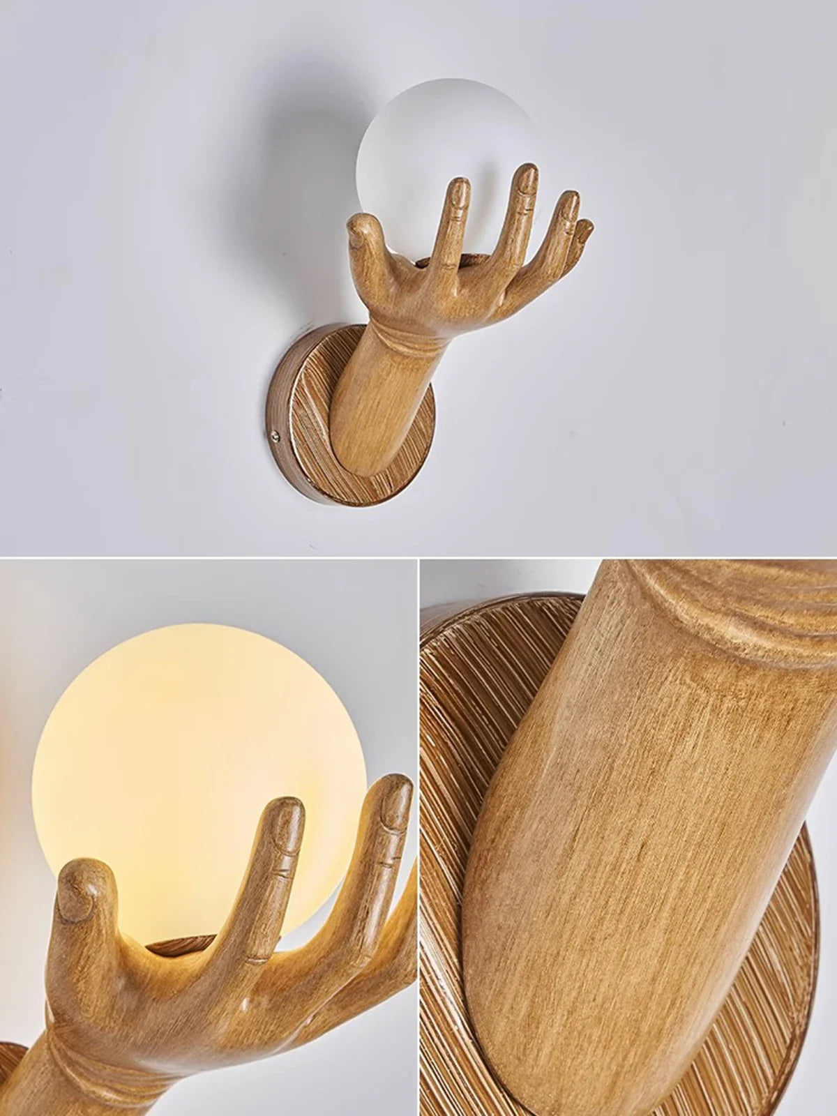 Afralia™ Resin Victory Hand LED Wall Sconce for Indoor Decor Lighting
