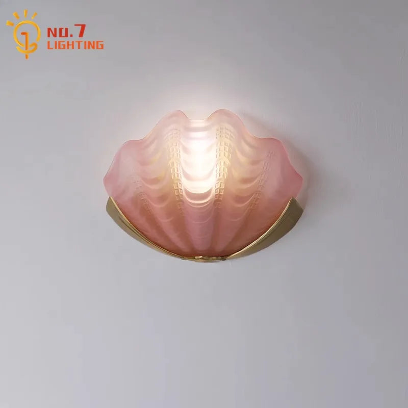 Afralia™ Brass Glass Shell LED Wall Lamp for Luxurious Design Aesthetic