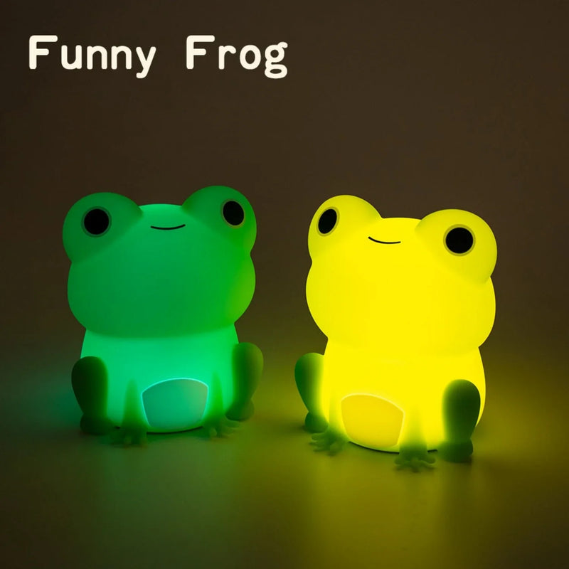 Afralia™ Frog Night Light: Soft Silicone Dimmable Lamp for Kids, Rechargeable with Colorful Light