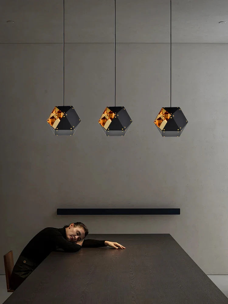 Afralia™ Square Metal Pendant Lights with E14 LED, Stylish Stainless Steel Hanging Lamp