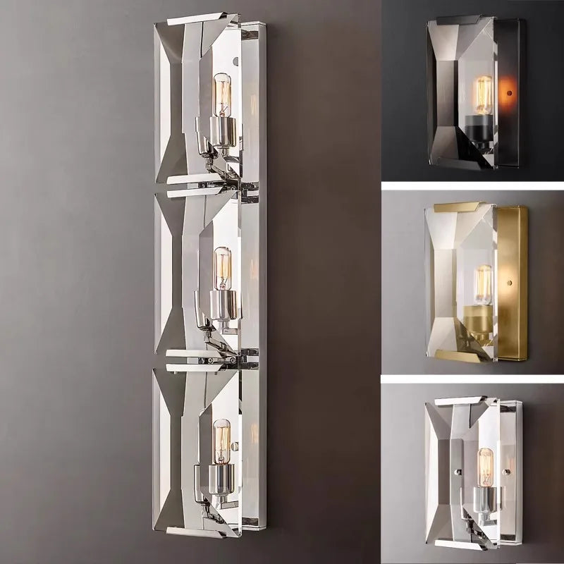 Afralia™ Copper Marble Wall Sconce LED Crystal Light Fixture Home Decor