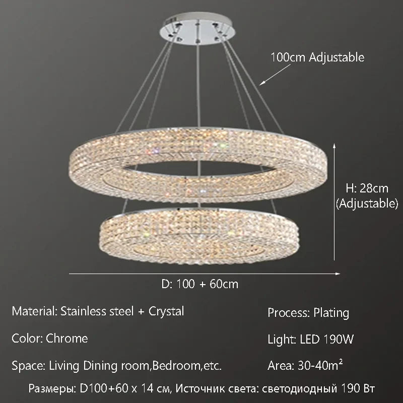 Afralia™ Elegant K9 Crystal Chandelier for Living Room, Dining Table, Bar