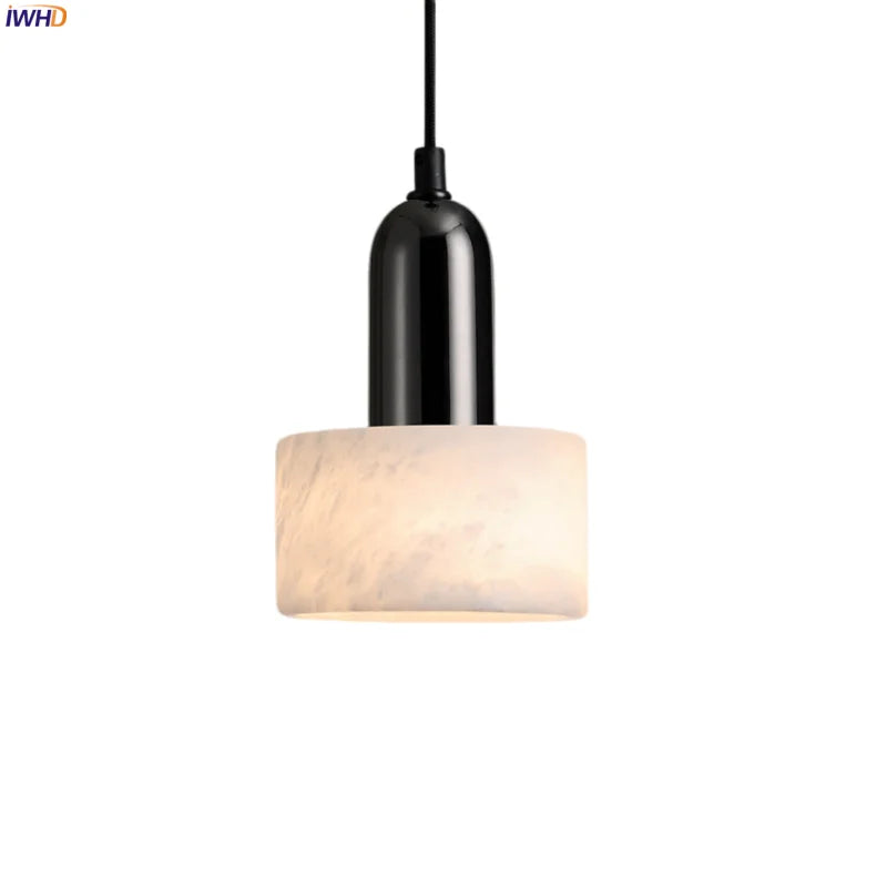 Afralia™ Iron Marble LED Pendant Light Fixture Modern Hanging Lamp Interior Decor