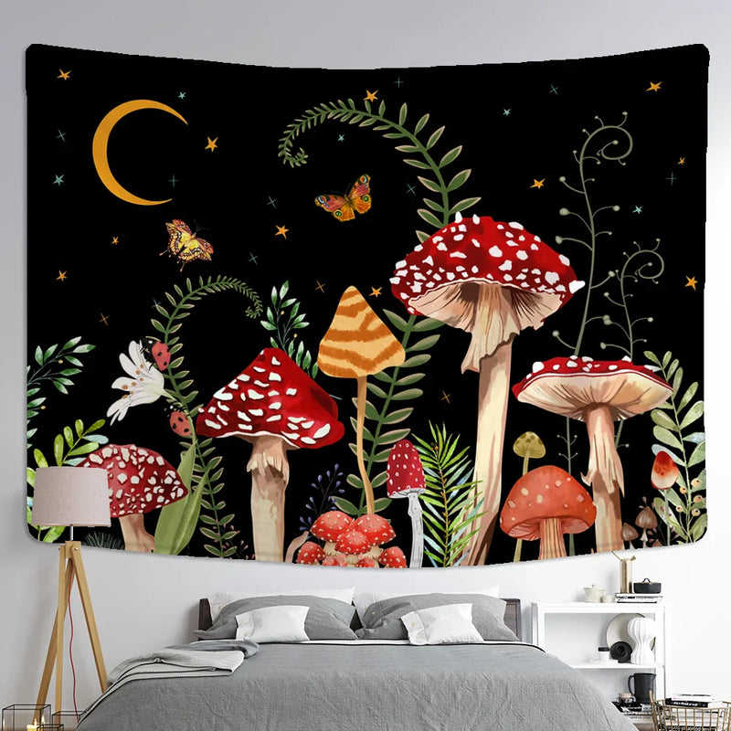 Afralia™ Butterfly Mushroom Tapestry Wall Hanging - Psychedelic Bohemian Home Decor