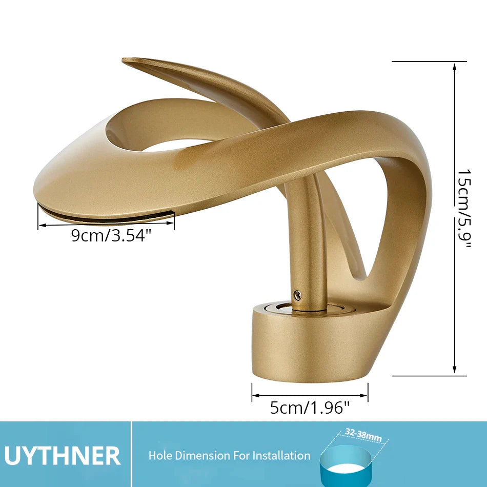 Afralia™ Black Brass Waterfall Basin Faucet, Single Handle Deck Mount Vanity Tap