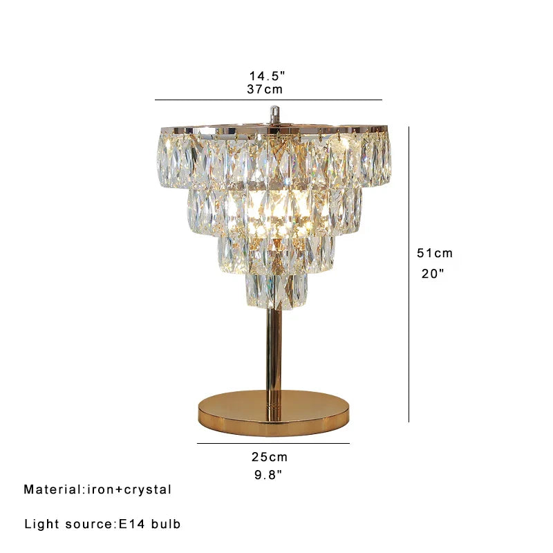 Afralia™ Crystal Table Decor Lamp 3000K E14 Bulb Desk Light for Bedside Office