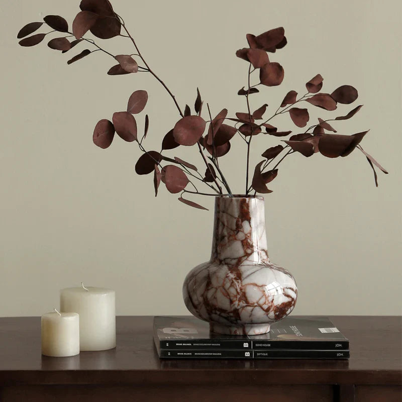 Afralia™ Calacatta Red Marble Vase - Home Decor Accent
