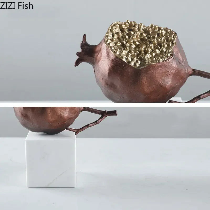 Afralia™ Golden Pomegranate Sculpture Desk Decoration