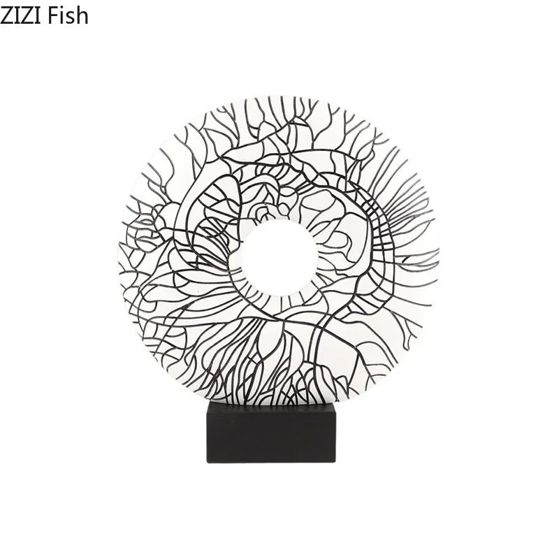 Afralia™ Circle Ornament Desk Decoration Resin Ring Statue Modern Crafts Decor