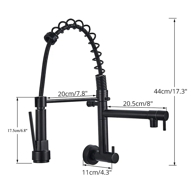 Afralia™ Dual Spout Kitchen Faucet Swivel Wall Mount 360 Rotation Cold Water Tap