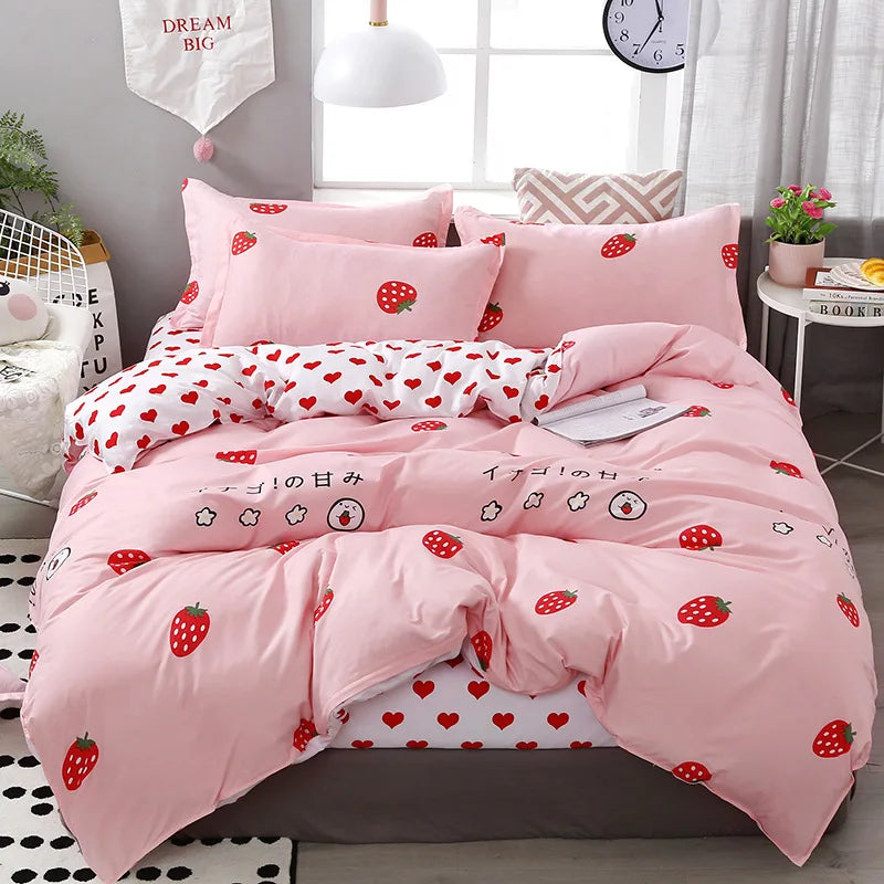 Afralia™ Cartoon Lattice Floral Geometric Pattern Bedding Set