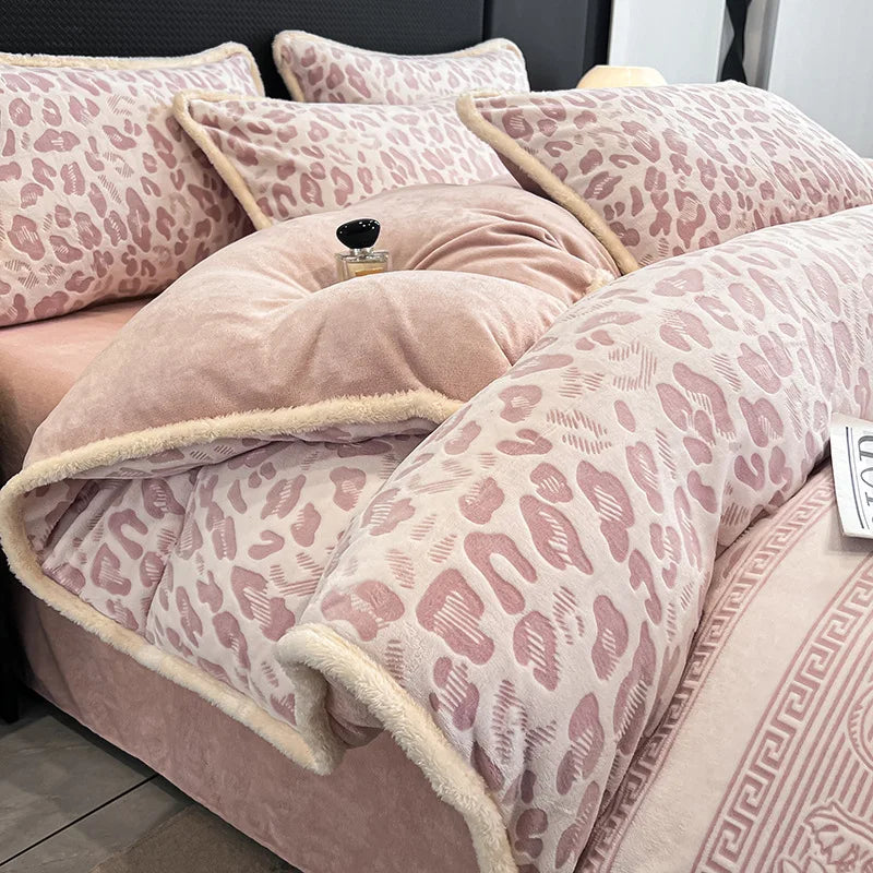 Afralia™ Luxe Rabbit Fur Edged Plush Duvet Cover: Winter Warmth & Cozy Luxury