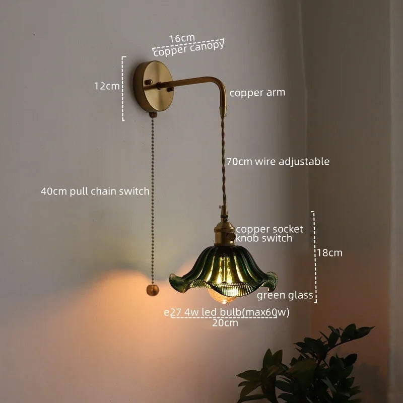 Afralia™ Nordic LED Glass Copper Wall Sconce Modern Living Room Bedroom Light