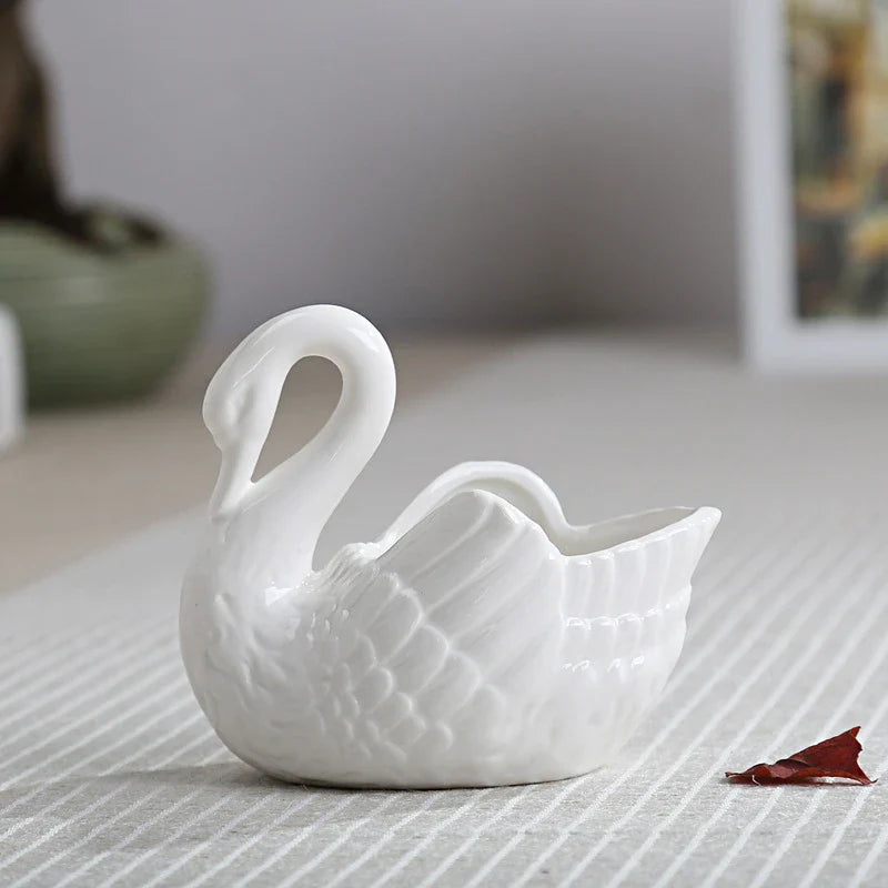 Afralia™ Swan Candlestick Flower Pot Wedding Gift Holder Ornament Storage Box