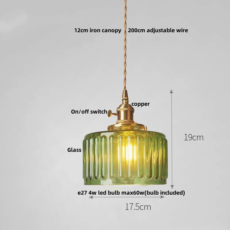 Afralia™ Nordic Glass Pendant Light with LED, Coffee Living Room Balcony Fixture