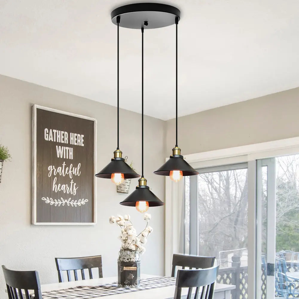 Afralia™ Retro Industrial Pendant Ceiling Lamp E27 LED Chandelier Loft Light for Home Living Room