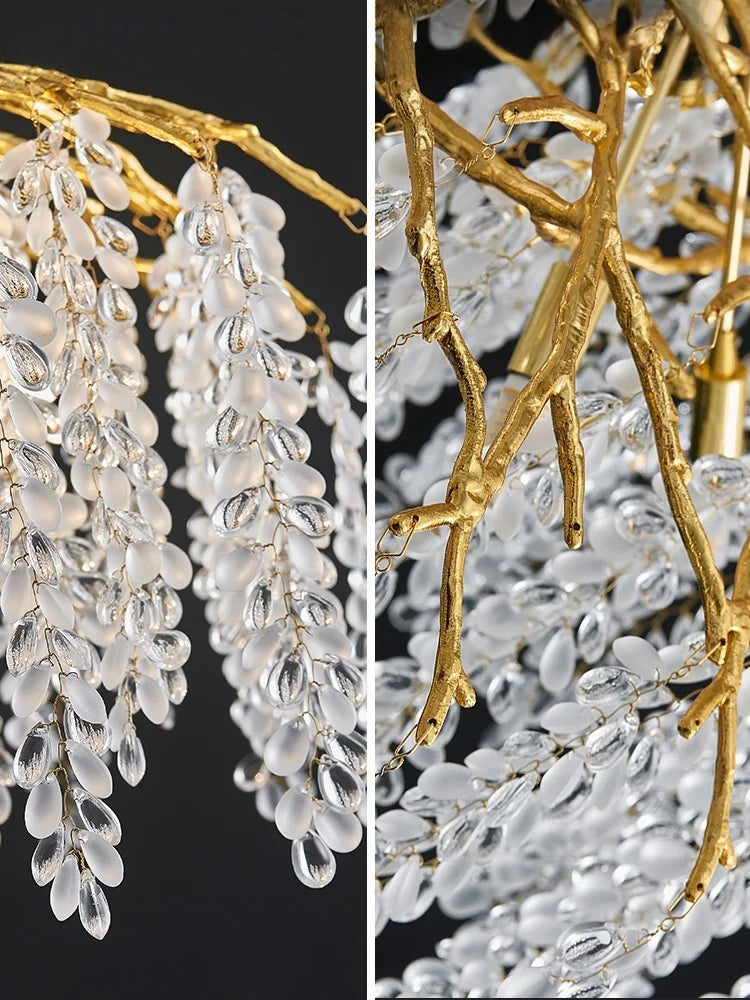 Afralia™ Luxe Glass Pendant Light for Living Room, Restaurant, Villa - Elegant, Romantic, Crystal French Style