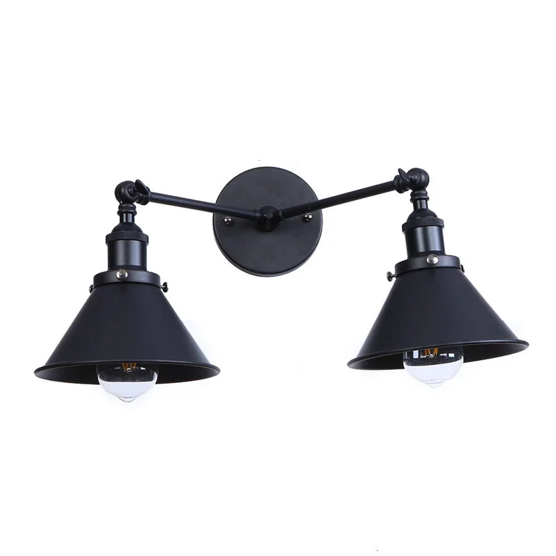 Afralia™ Loft Iron LED Wall Lamp 2 Heads Living Room Vintage Industrial Style Light