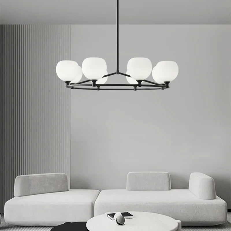 Afralia™ Brass and White Glass Pendant Lamp with Adjustable Height
