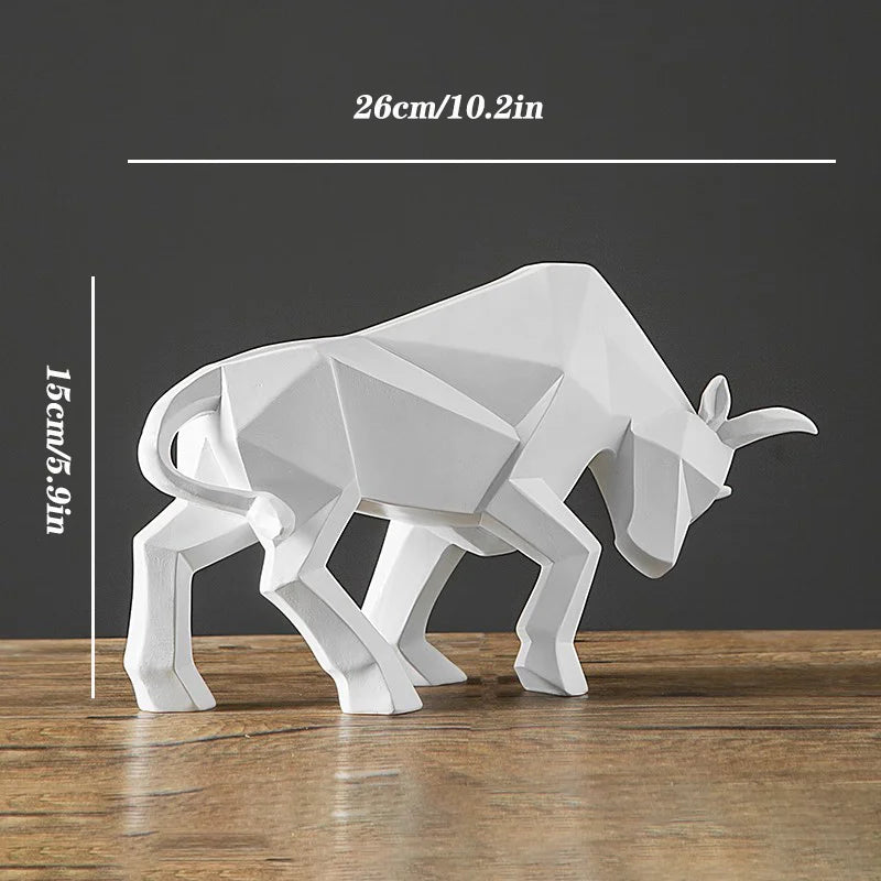 Afralia™ Bull Bison Sculpture Abstract Animal Figurine Decor Ornaments for Home and Office
