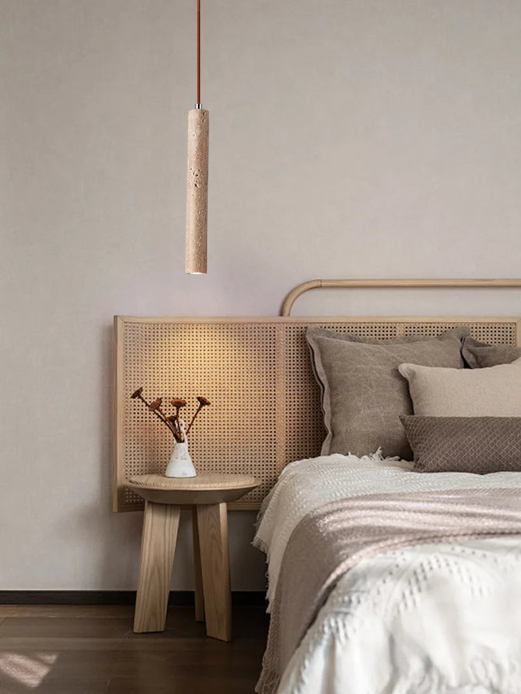 Afralia™ Wood Tube Pendant Lamp: Japanese Style Modern Chandelier for Bedroom, G9 Replaceable Bulbs
