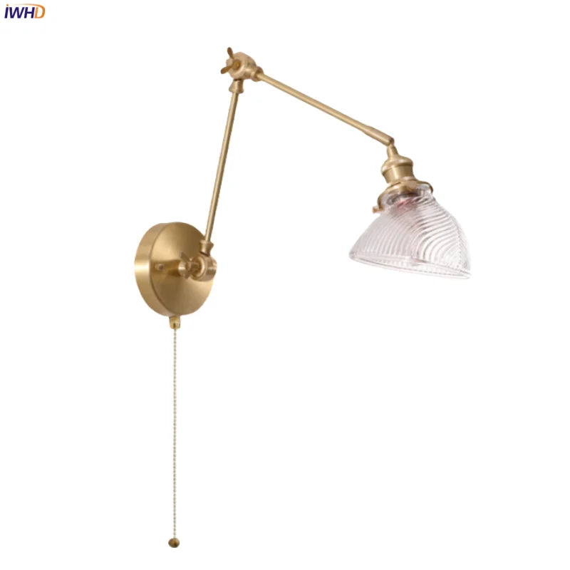 Afralia™ Vintage LED Swing Arm Wall Lamp for Bedroom & Living Room