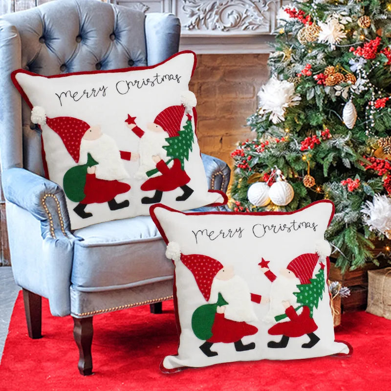 Afralia™ Snowflake Christmas Pillow Covers 45x45 Red White Cushion Home Decor Sofa