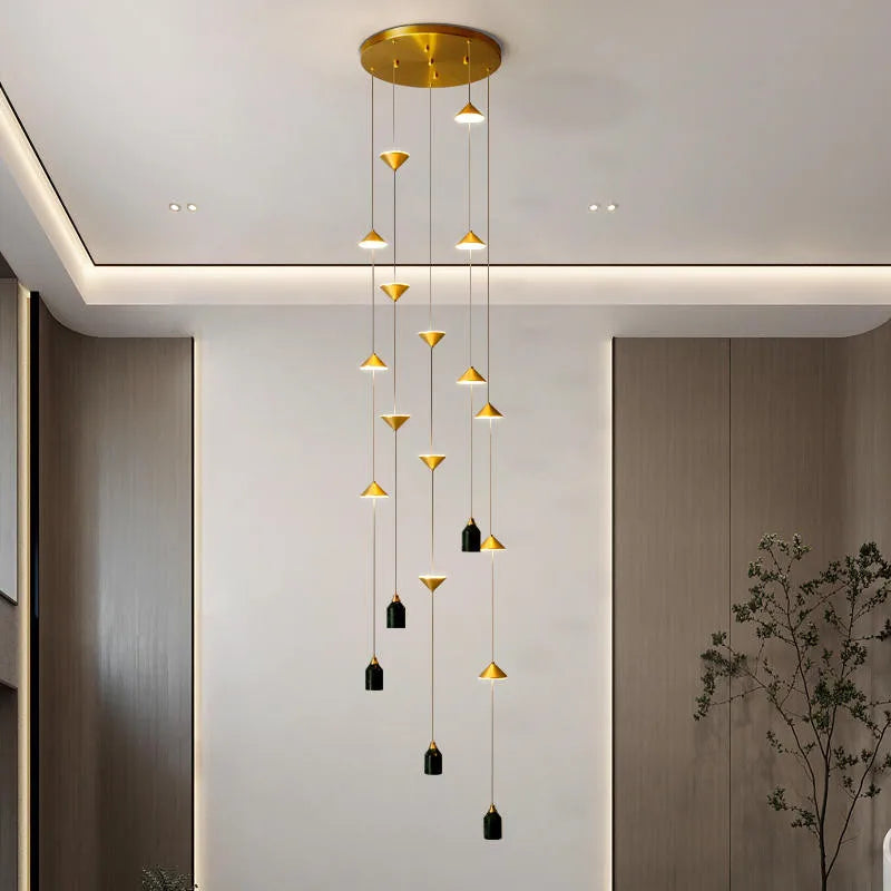 Nordic LED Pendant Lights by Afralia™ - Modern Gold Black Metal Hanging Lamp