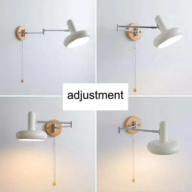 Afralia™ Cream Rocker Arm Wall Lamp: Vintage Telescopic Reading Lamp for Bedroom Study