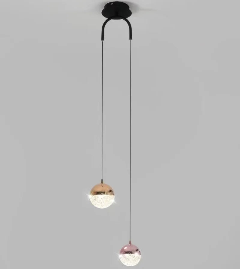 Afralia™ Glass Ball Dual Head Pendant Light for Bedroom, Modern LED Chandeliers