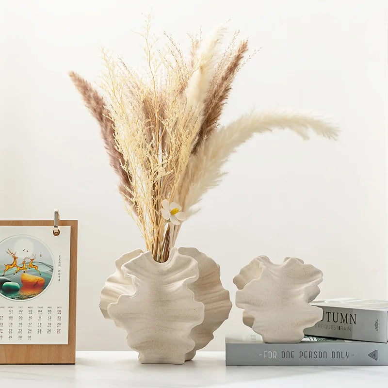 Afralia™ Geometric Petal Porcelain Vase - Stylish Home Décor & Flower Arrangement Accessory