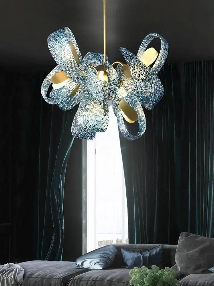 Afralia™ Luxe Copper Leaf LED Ceiling Chandelier for Home, Bedroom, and Dining Room