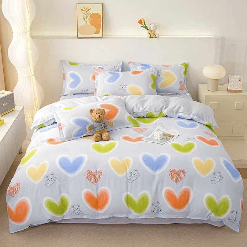 Afralia™ Plant Print Bedding Set: Skin-Friendly Duvet Cover & Bedsheet for All Seasons