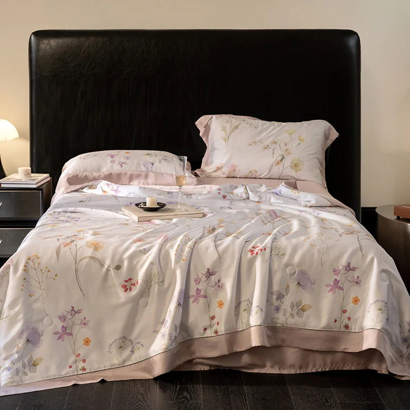 Afralia™ Eucalyptus Fiber Flowers Summer Quilt Set: Silky, Cool Comfort for Bedtime Bliss