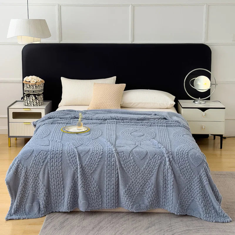 Afralia™ Jacquard Coral Velvet Sofa Cover Blanket | Soft & Warm for Spring/Autumn