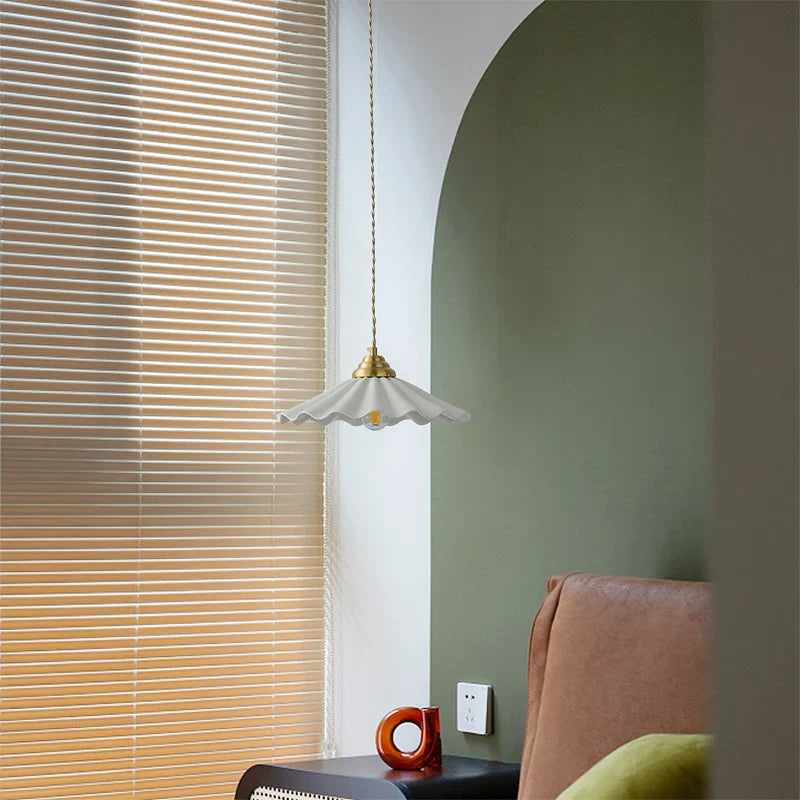 Afralia™ Ceramic LED Pendant Light: Japanese Style, Vintage Copper, 30CM.