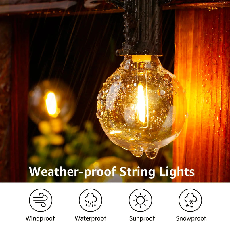 Afralia™ Amber Glass Bulb Dimmable LED String Lights Connectable for Party Wedding Decor