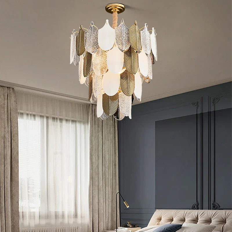 Afralia™ Elegant Glass Ceiling Chandelier: Bedroom Living Room Lighting Pendant Lamp