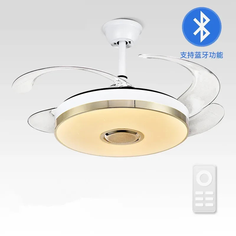 Afralia™ Luminous Light Ceiling Fan with Bluetooth Speaker Remote Control
