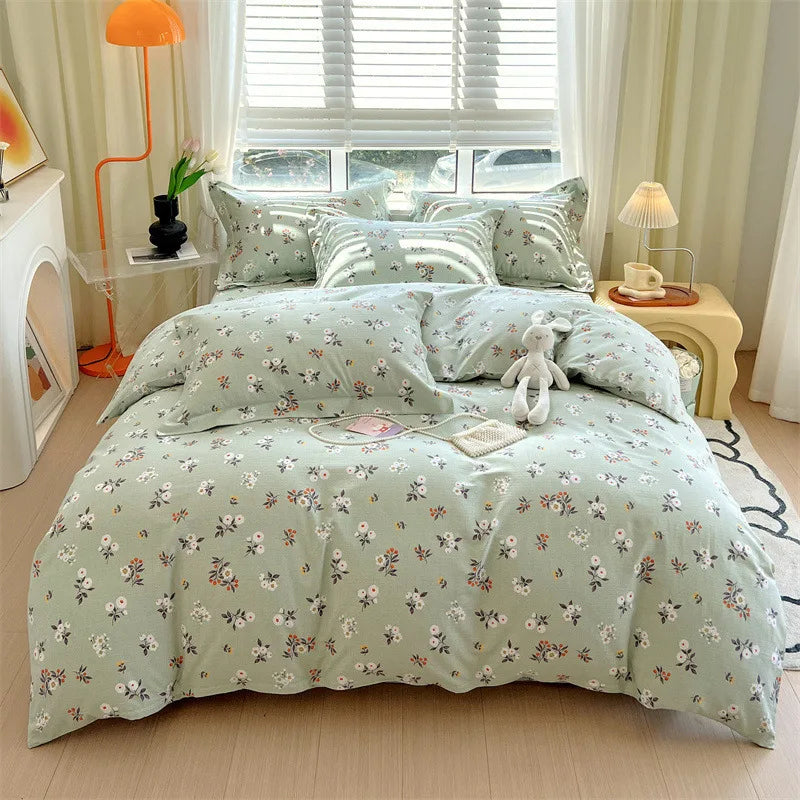 Afralia™ Cotton Stripe Comforter Cover Set for Single Double Bed - Autumn Winter