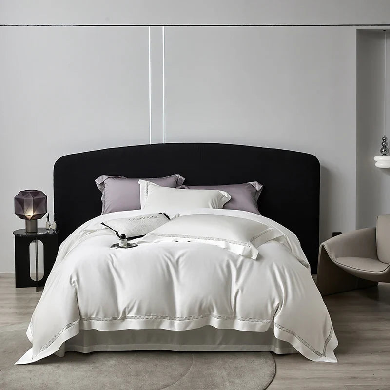 Afralia™ Hollow Lace Wide Edge Luxury Bedding Set with Soft Silky Finish