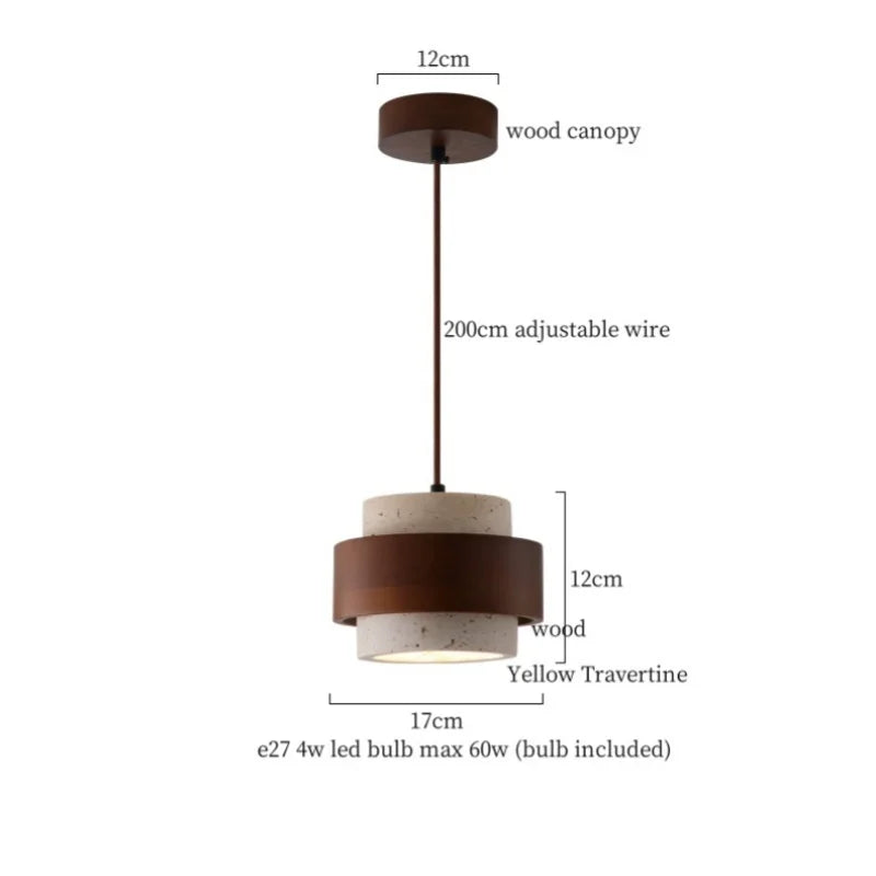 Afralia™ Yellow Travertine LED Hanging Lamp for Home, Cafe, and Bedroom Decor
