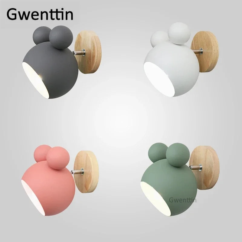 Afralia™ Cartoon Mouse Wall Lamp | Nordic LED Sconce for Kids' Room & Bedroom