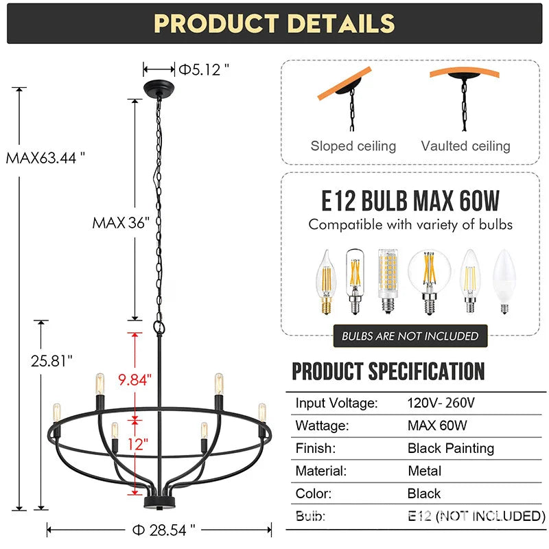 Iron Chandelier Pendant Light Ring for Modern Dining and Living Room Decor - Afralia™