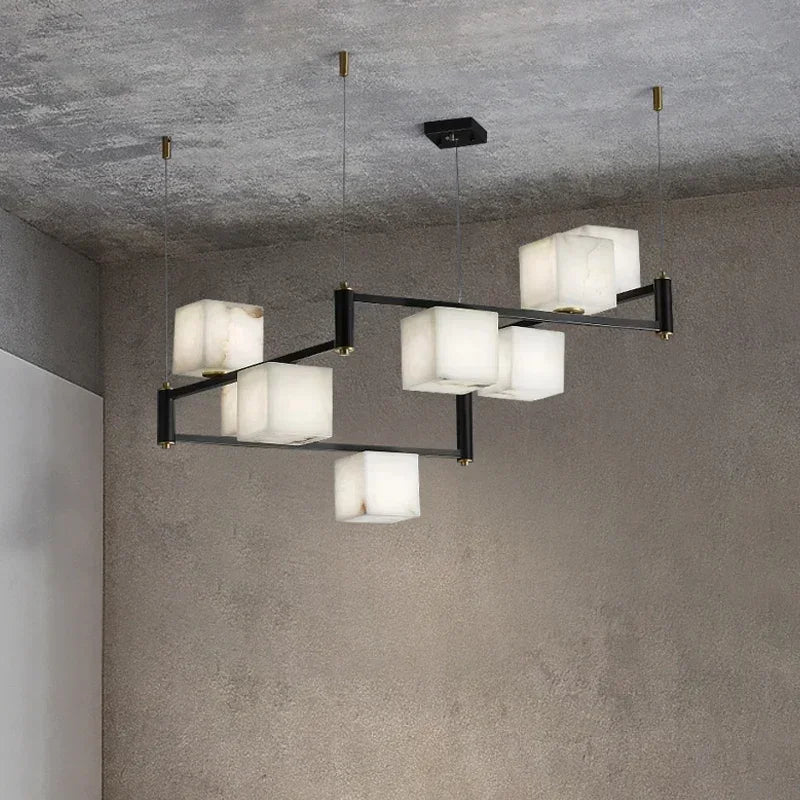 Afralia™ Marble Copper Chandelier for Bedroom Living Room Restaurant Atmospheric