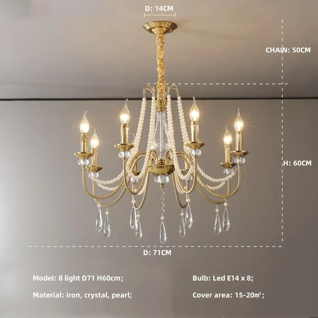 Afralia™ Luxury Crystal Chandelier Foyer Pendant Light American Style Home Decor