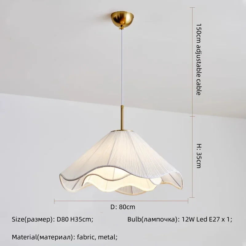 Afralia™ Nordic Fabric LED Chandelier Modern White E27 Pendant Lights Dining Room Art Decor