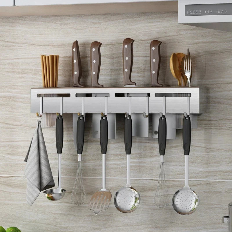 Afralia™ Kitchen Storage Shelf Knife Chopstick Holder Multi-functional Organizer