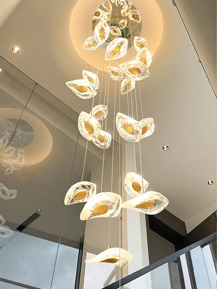 Afralia™ Crystal Glass Staircase Chandelier: Modern Nordic Luxury Living Room Lighting